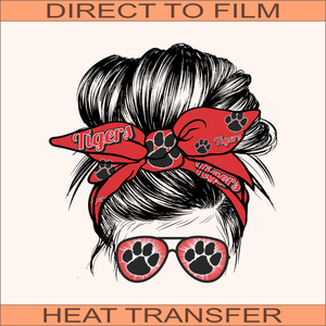 Tigers Messy Bun | Ready to Press Heat Transfer 9.5" x 99"