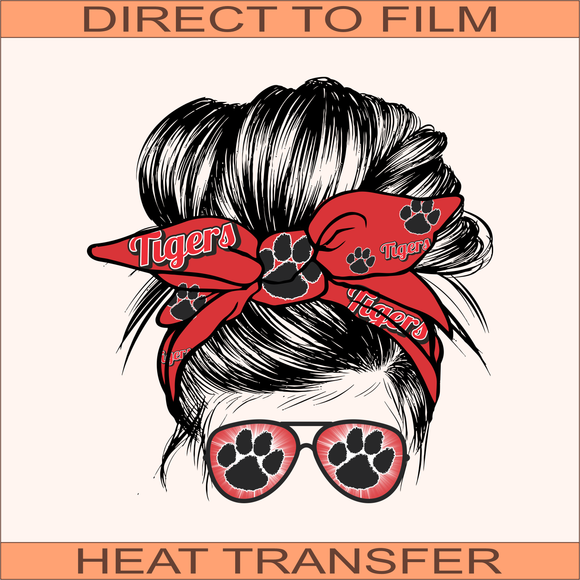 Tigers Messy Bun | Ready to Press Heat Transfer 9.5