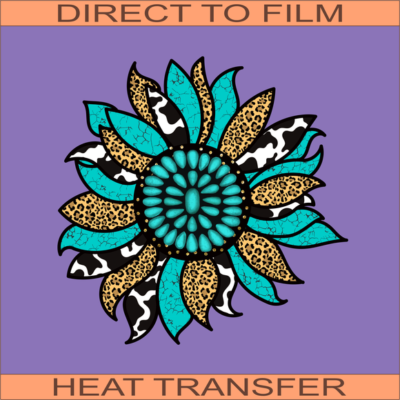 Turquoise Sunflower | Ready to Press Heat Transfer 9.5